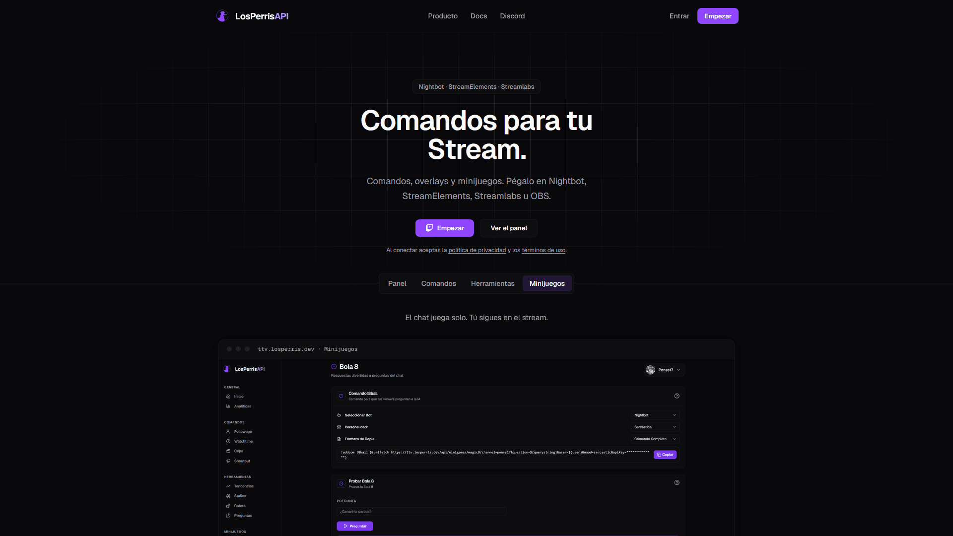 Preview de Herramientas de Twitch